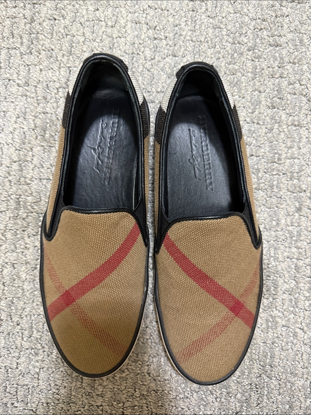 Burberry Tan Check Slip-On Women’s Shoes